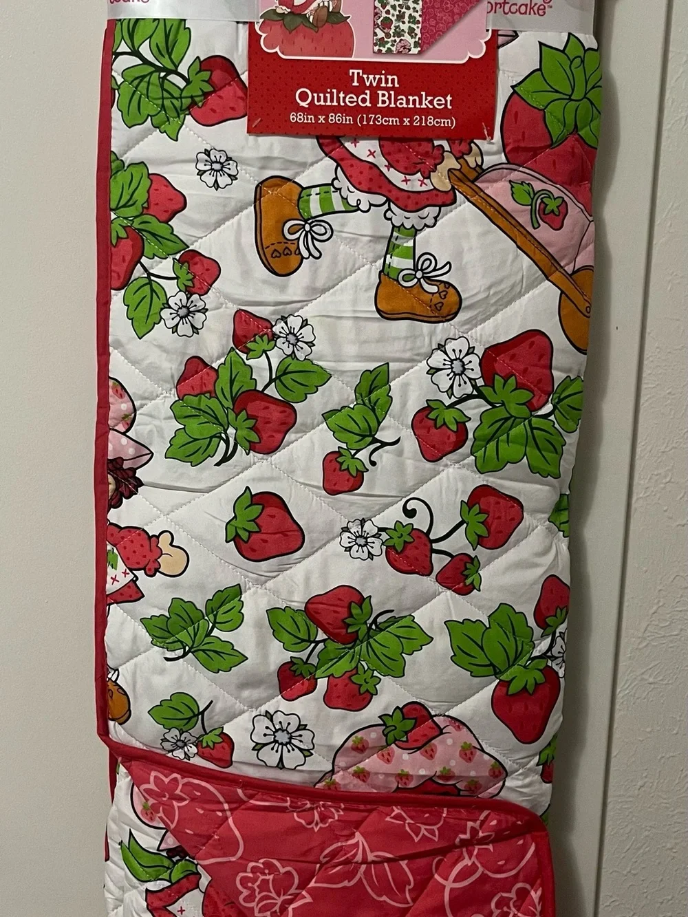 Strawberry Shortcake Twin Quilted Blanket - Pink & Red